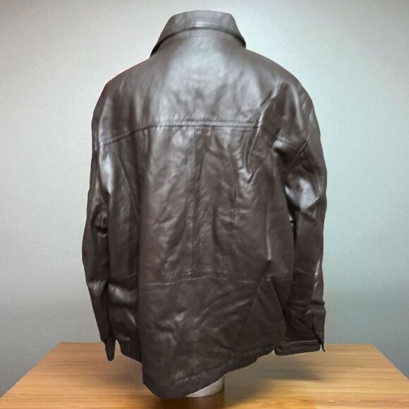 Men's Brown Leather Jacket Sz XL NWT - Picture 2 of 7